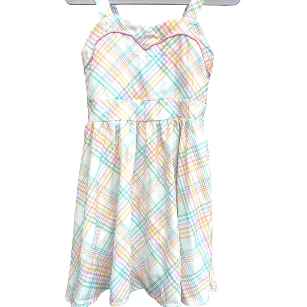 SugarBee Clothing Girls Dress – Size 8 Pastel Plaid, Never Worn